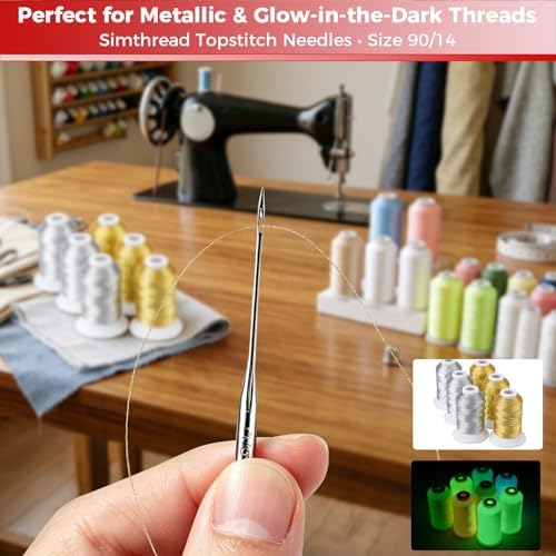 Simthread Topstitch Embroidery Sewing Machine Needles 90/14 Nm 90, 130