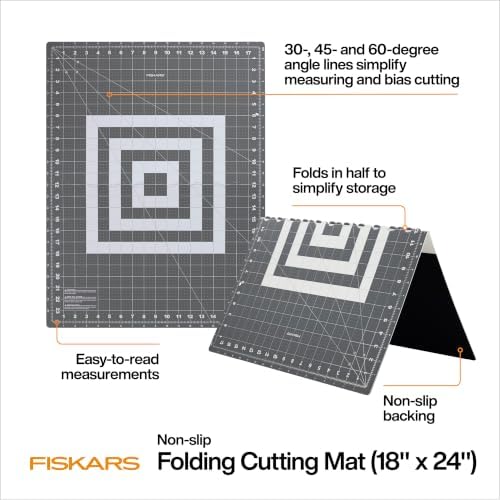 Fiskars 18" x 24" Folding Self Healing Cutting Mat for Travel and