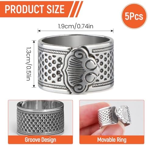Colaxi 5Pcs Sewing Thimble Sewing Thimble Finger Protector Alloy