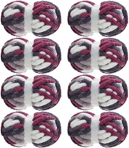 MABOZOO Tie Dye Chunky Yarn for Crocheting 8 Pack,Fluffy Jumbo