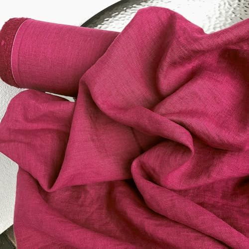 Hazelnut Brown Natural Linen Fabric by the Yard for Sewing, 185GSM