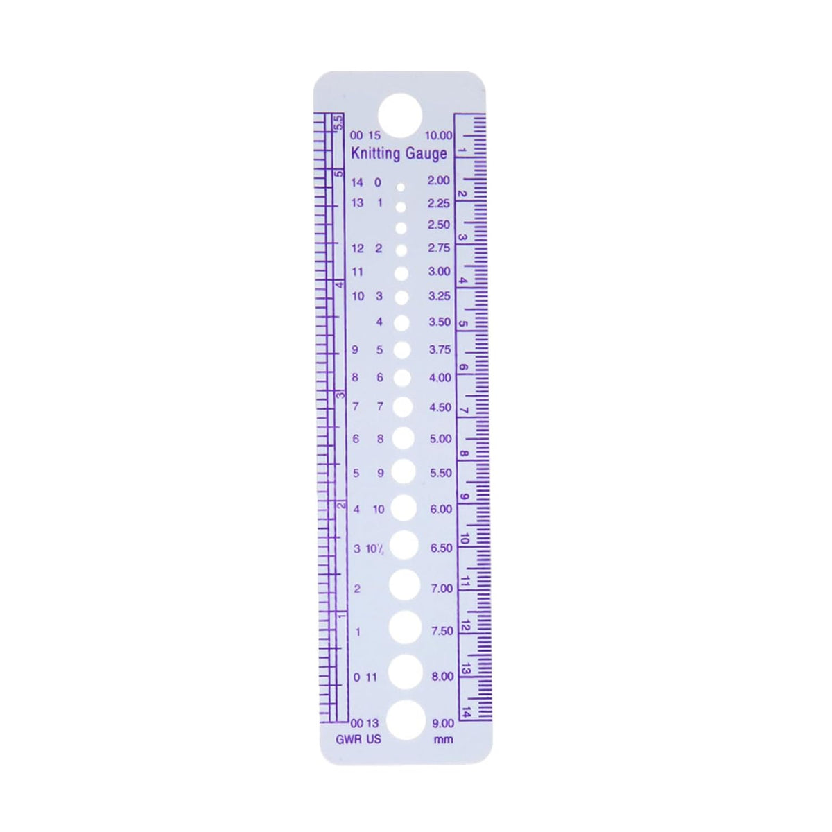 Needle Size Checker with Graduated Gauge, Ruler Purple