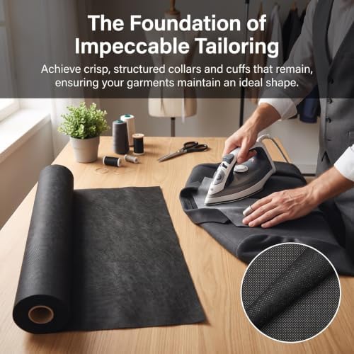 Black Fusible Interfacing for Sewing, 30 Yard 12 Inch Medium Weight