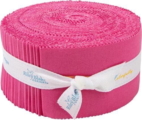Confetti Cotton Solids Riley Hot Pink Rolie Polie 40 2.5-inch Strips