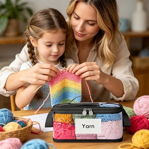 DOOHALO Yarn Storage Bags with Mesh Pouches Large Clear Yarn Storage