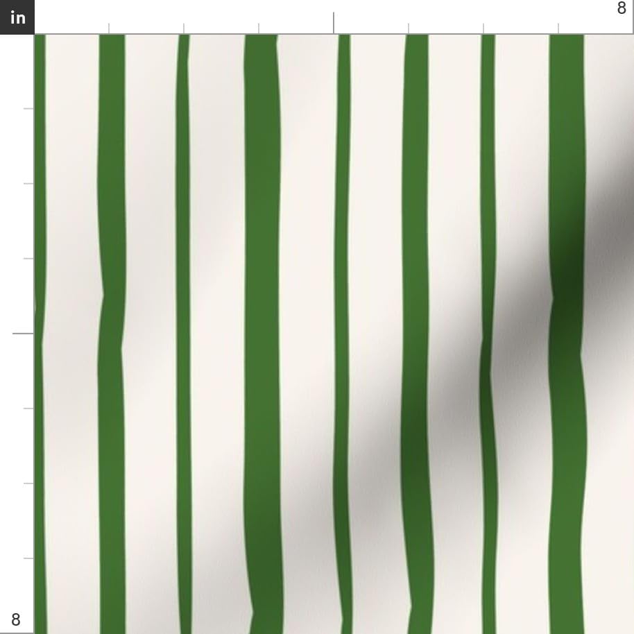 Spoonflower Fabric Green Stripe Cream Simple Hand on Essex Linen
