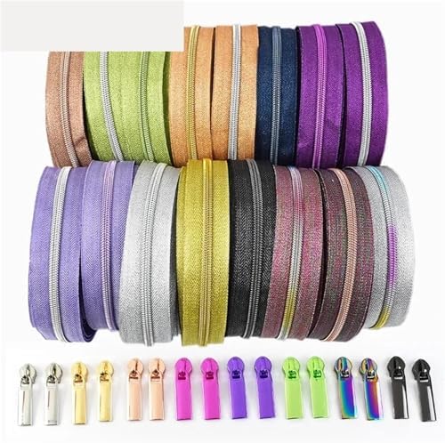 1/2/3/5/10M 5# Nylon Zipper Tape with Sliders Plastic Coil Zips for