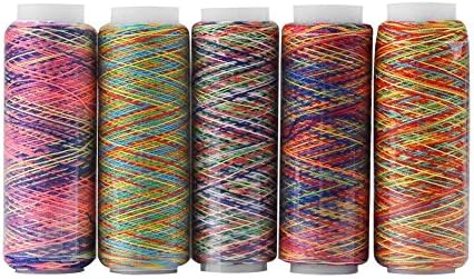 5pcs Multicolor Gradient Sewing Quilting Embroidery Thread Spools
