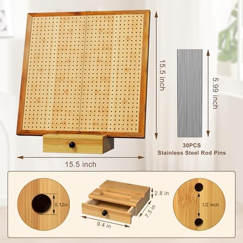 OCPO HOME 15.5" Foldable Crochet Blocking Board with Storage Drawer &