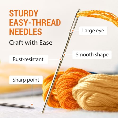 VONEEDL 500 PCS Large Eye Heavy Duty Sewing Needles - Bulk Set of