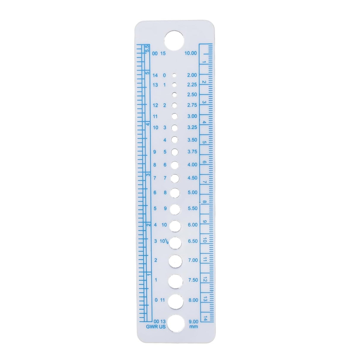 Knitting Needle Gauge Ruler Soft Plastic Durable Knit Measure Size