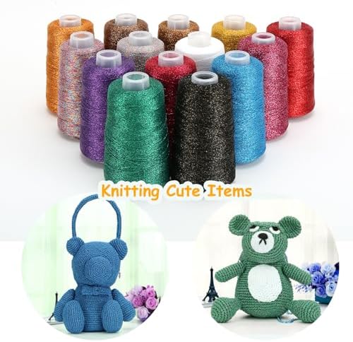 Metallic Crochet Thread, 80g Lurex Yarn for Charms(Afterglow)
