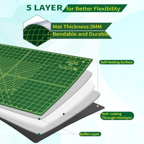 Self Healing Cutting Mat for Sewing 3PK 12x18 in, A3 quilting cutting