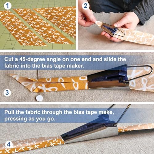 5 Sizes Bias Tape Maker for Sewing Quilting, Upgraded Quilt Binding