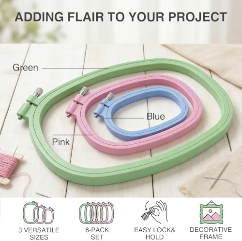 Waaqkid 6 Pack Square Embroidery Hoops Set, Reusable Rectangle Cross