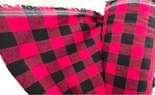 AdFabric,Cotton Flannel Fabric,Black/red Color, Plaid/Checkered, 60"
