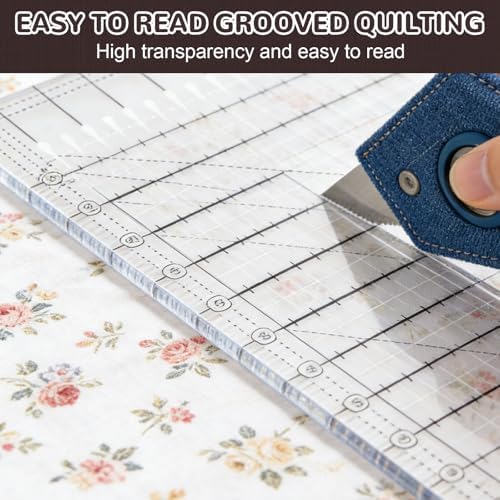 Acrylic Quilting Ruler, 17-3/4in x 22in Anti-Slip Sewing Ruler with