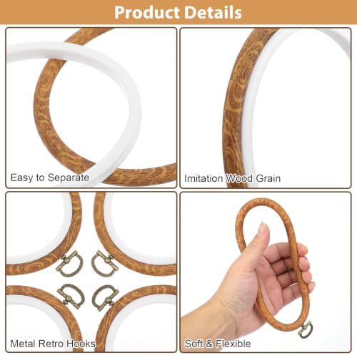 10 Pack Oval Embroidery Hoops 4.3"x5.3", Cross Stitch Hoop Ring for