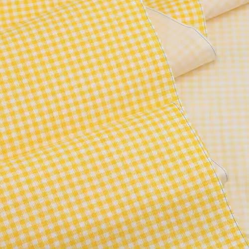 Yellow Gingham Cotton Quilting Fabric 2 Yards, Precut 72" x 63"