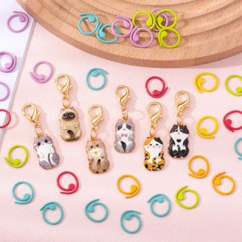 TOHONGADON 36 Pcs Metal Stitch Markers, Helical-Shaped Crochet Markers