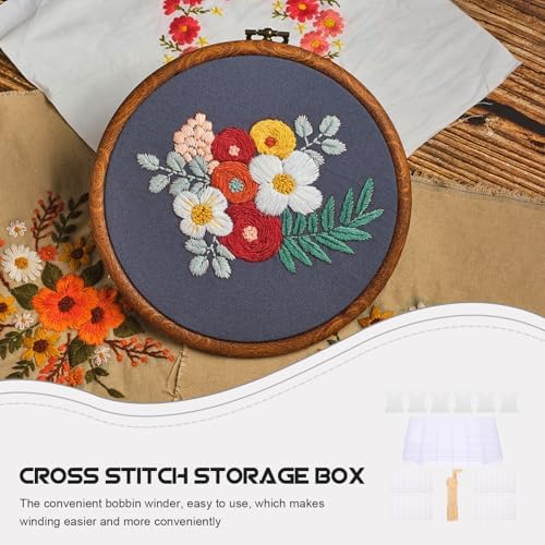 PACKOVE 106pcs Cross Stitch Organizer Plastic Thread Box with 100 Abs
