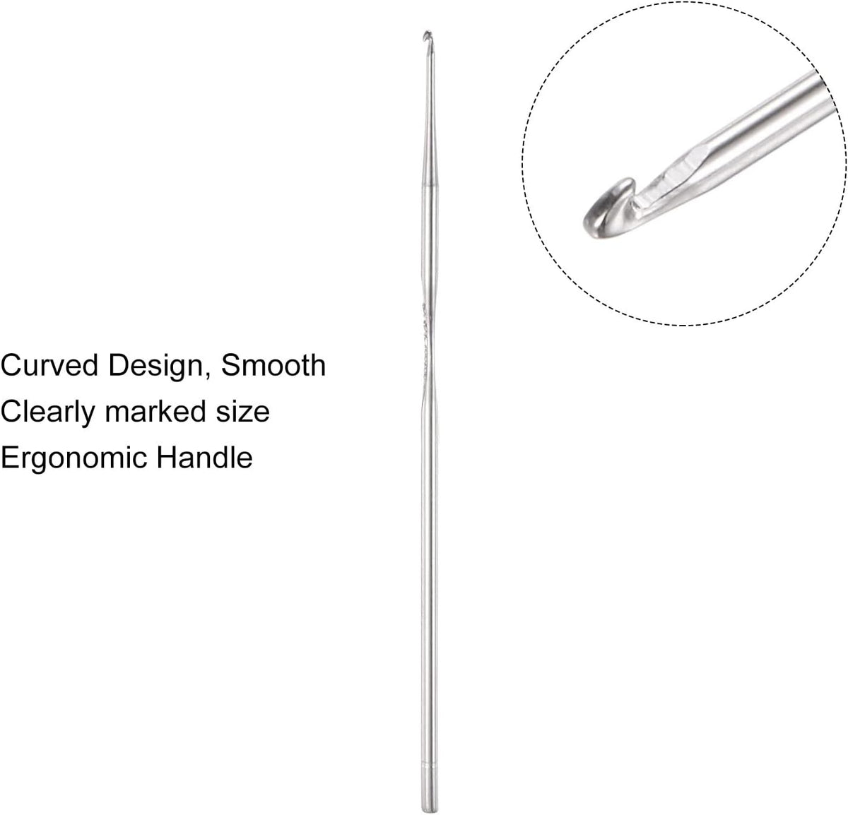 uxcell Stainless Steel Crochet Hook 0.85mm US Size 13 Knitting Needles