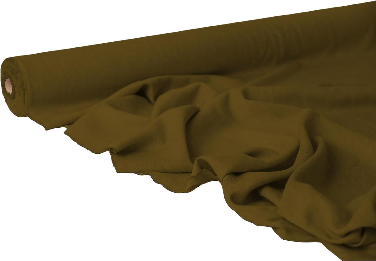 Field Drab Premium Linen Fabric by the Yard – Vibrant Olive Brown