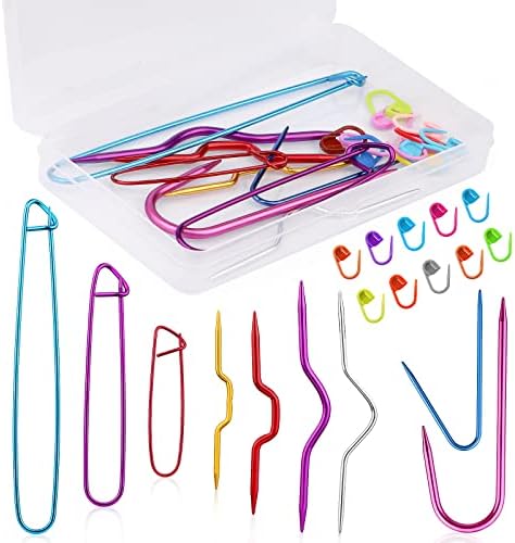 Cable Needles for Knitting, 19 PCS Mixed Color Stitch Holders for Knitting - Field & Needlecraft