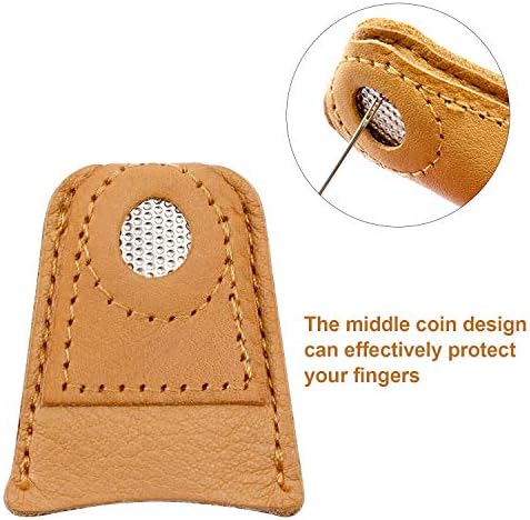 WILLBOND 4 Pcs Leather Thimble Finger Protector for Hand Sewing, 2