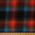Flannel Orange Red Turquoise Green Black Plaid Stripes Cotton Flannel