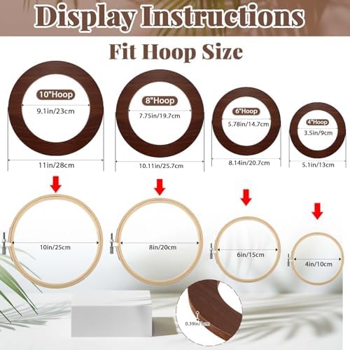 RattanView 8 Pcs Wood Embroidery Hoop Frame for Display 4 & 6 & 8 &