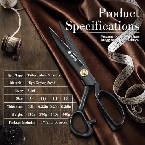 Sewing Scissors - 11" Heavy Duty Tailor Shears for Fabric Cutting