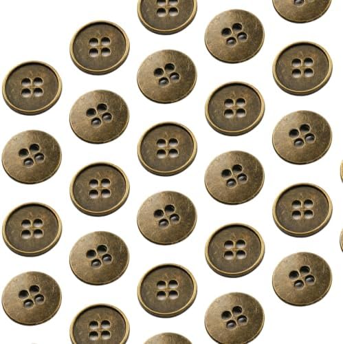 30 Pcs 4 Holes 18mm Antique Bronze Metal Buttons for Sewing