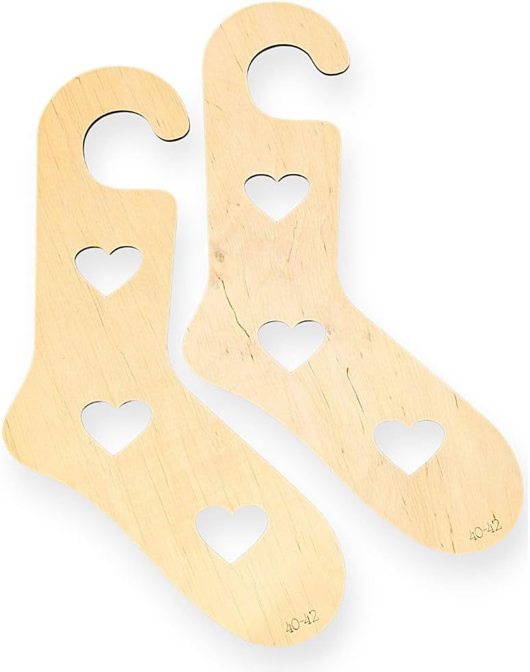 Wooden Sock Blockers Heart Motif, One Pair Knitting and Crochet Sock