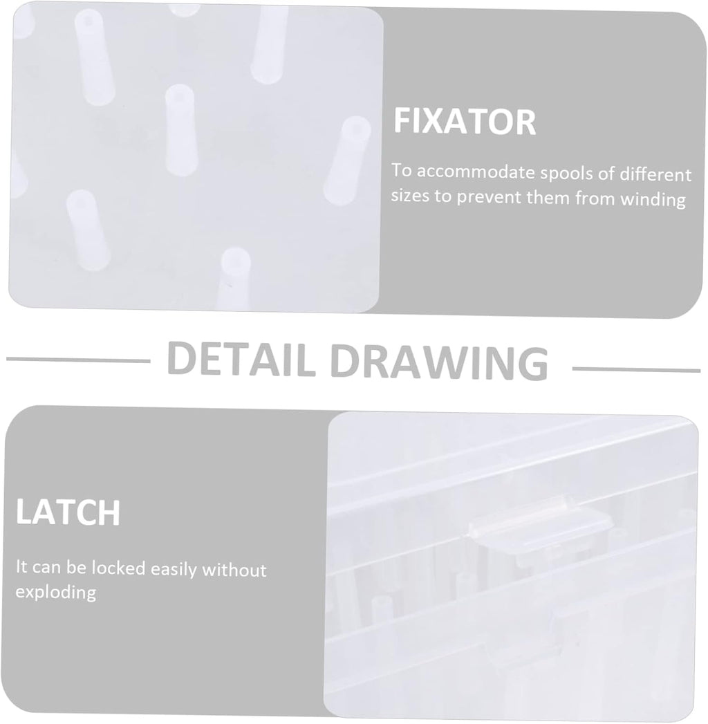 EXCEART 2pcs Slot Transparent Sewing Thread Spools Organizer Box Large