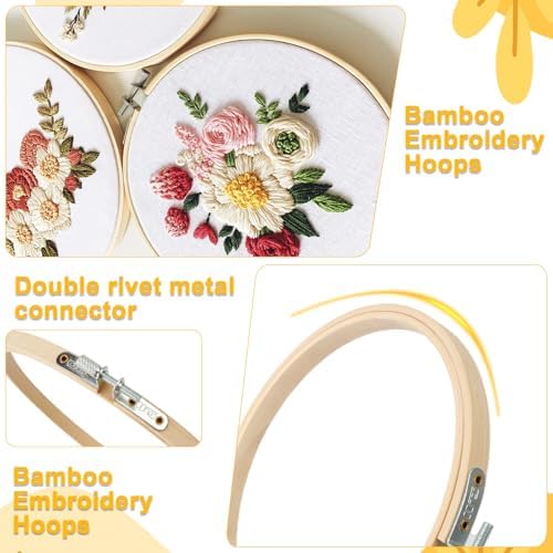 24Pcs Embroidery Hoop 8 Size Wooden Embroidery Hoops 3 Inch to 10 Inch