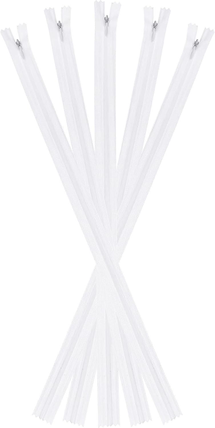 uxcell Invisible Zippers,5pcs 18" Nylon Hidden Sewing Zippers White