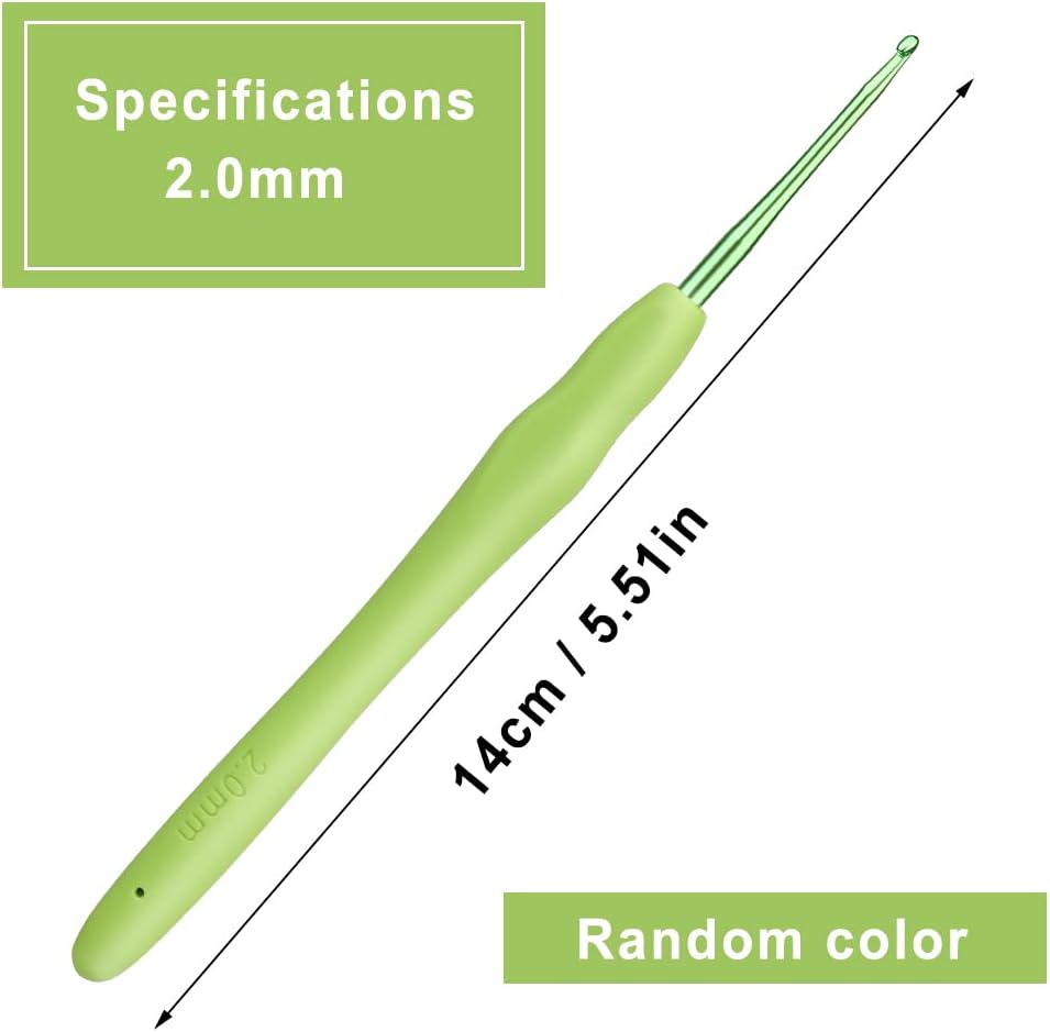 kgxulr 2 mm Crochet Hook, Crochet Needles, Ergonomic Crochet Hooks