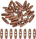 MECCANIXITY 24Pcs Wooden Toggle Button 40mm/1.6" 2 Hole Red Coffee