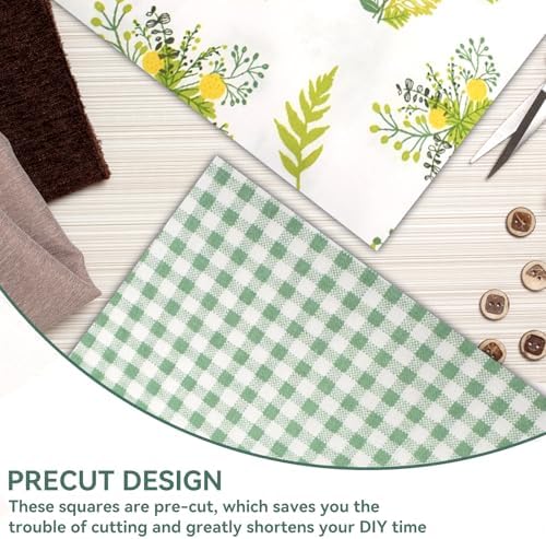 8Pcs 20 x 20 Inch Green Cotton Quilting Fabric Bundle