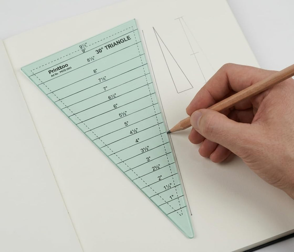 Printtoo 30 Degree Triangle Quilt Ruler for Wedge Piecing and