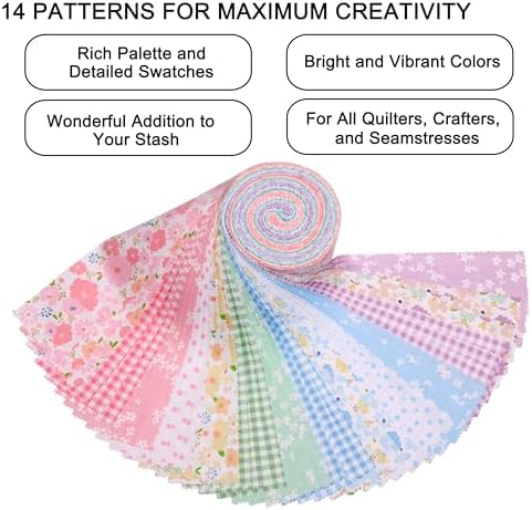 Hanjunzhao Cotton Jelly Roll Fabric Strips – Sweet Garden, 42 Pack