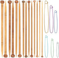 yeloumiss 7 Pairs Bamboo Knitting Needles Set Long Wooden Knitting