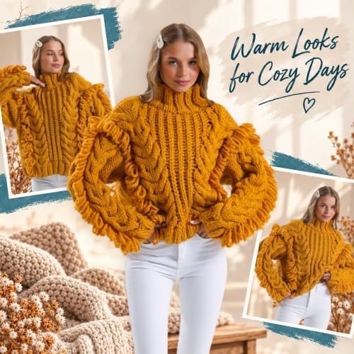 Estako Cozy Thick & Quick Yarn, 20% Wool 80% Acrylic, Dark Orange