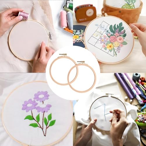 Mormchlots 2Pcs 5 Inch Wood Embroidery Hoops