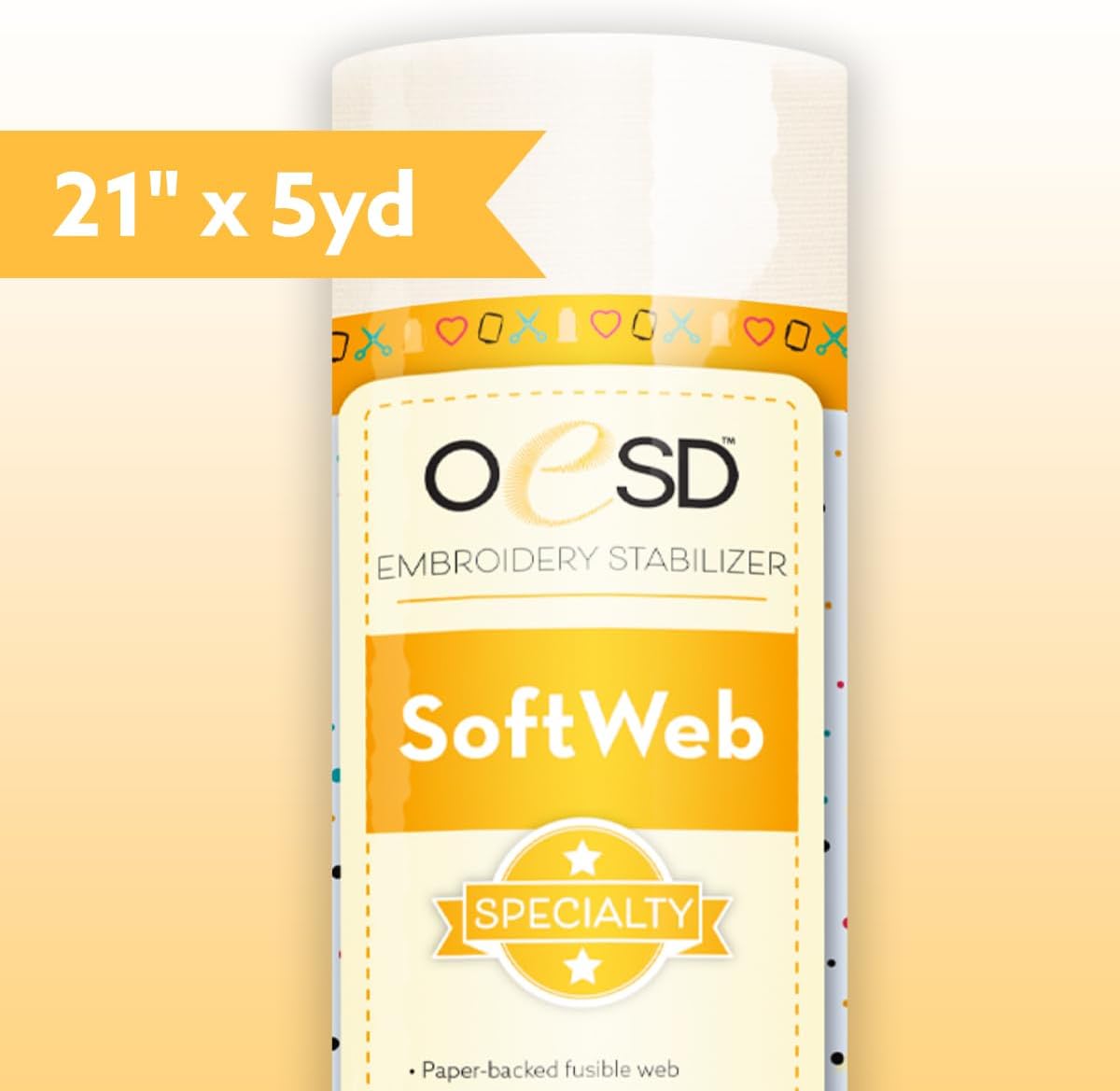 OESD Soft Web Fusible Embroidery Backing 21" x 5 Yd Roll