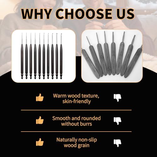 Hssugi 2.5mm Small Size Crochet Hooks Ergonomic Crochet Hook for