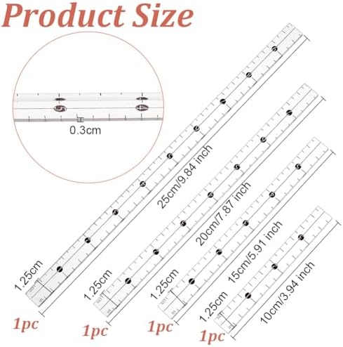 OLYCRAFT 4Pcs 4/6/8/10 Inch Acrylic Grid Ruler Quilting Template Ruler