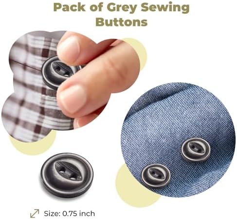 100 Pcs Grey Fish Eye Buttons 0.75 inch Sewing Buttons 2 Hole Smoke
