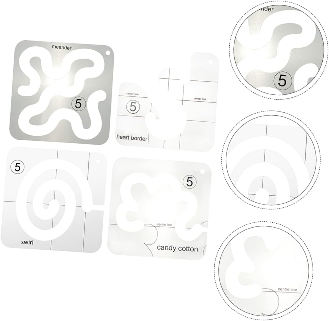 Acrylic Quilting Template 4 Piece Set for Pattern Guidance